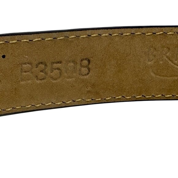 Vtg Brighton Croc Embossed Leather Belt Silver Buckle Size Med Approx 28 - 32” - Picture 10 of 11